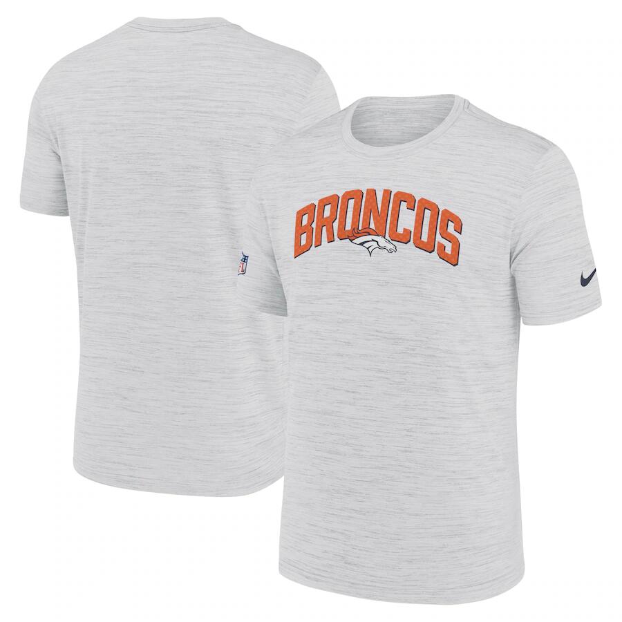 Men's Denver Broncos White Sideline Velocity Stack Performance T-Shirt Men's Denver Broncos White Sideline Velocity Stack Performance T-Shirt